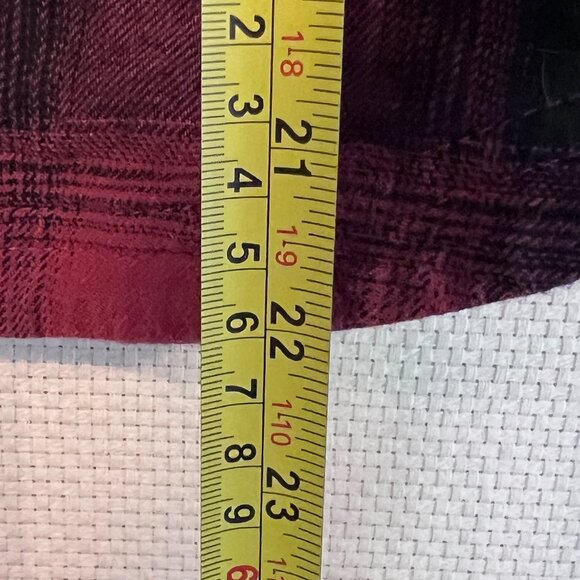 Columbia Red Plaid Flannel Shirt Dress Belted Roll Tab Sleeves Pockets Sz Small - Picture 9 of 13